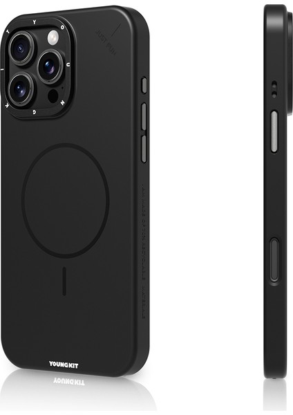 iPhone 16 Pro Kılıf M-Safe Şarj Özellikli Youngkit Dynamag Serisi Kapak Siyah