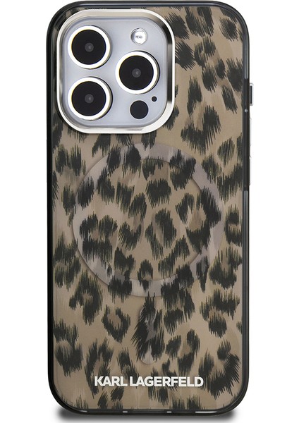 iPhone 16 Pro Max Kılıf Karl Lagerfeld Orjinal Lisanslı Iml Leopar Baskılı Kapak Kahverengi