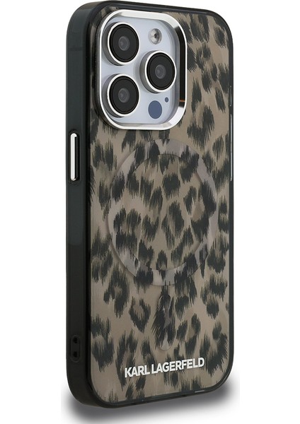 iPhone 16 Pro Max Kılıf Karl Lagerfeld Orjinal Lisanslı Iml Leopar Baskılı Kapak Kahverengi