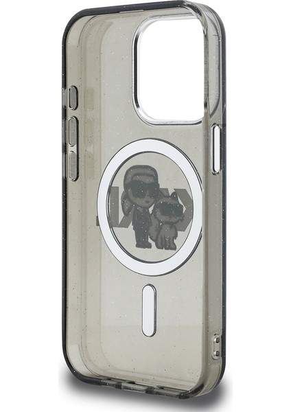 iPhone 15 Pro Max Kılıf Karl Lagerfeld Lisanslı Parlayan Simli Karl & Choupette Sketch Logolu Siyah fırsatları