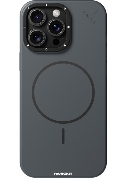 iPhone 16 Pro Kılıf M-Safe Şarj Özellikli Youngkit Dynamag Serisi Kapak Gri