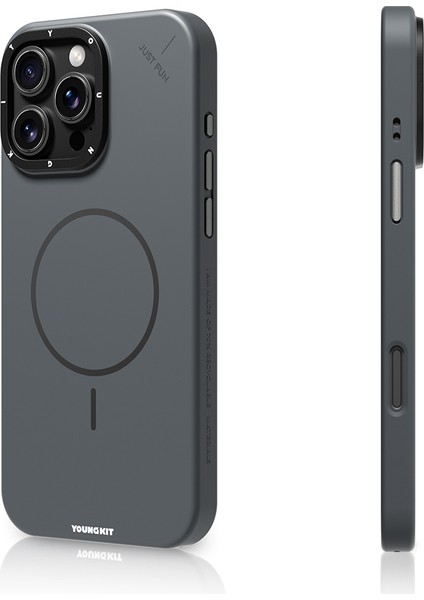 iPhone 16 Pro Kılıf M-Safe Şarj Özellikli Youngkit Dynamag Serisi Kapak Gri
