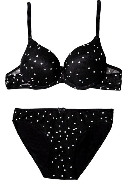 Siyah Taşlı Sütyen Takımı