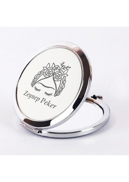 Kişiye Özel İsimli Frida Kahlo Baskılı Daire Metal Ayna Çanta, Cep ve Makyaj Aynası fırsatları