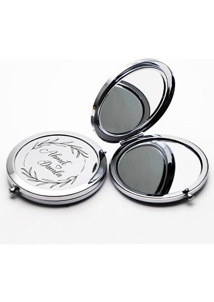Kişiye Özel İsim Baskılı Daire Metal Ayna Çanta, Cep ve Makyaj Aynası indirimleri