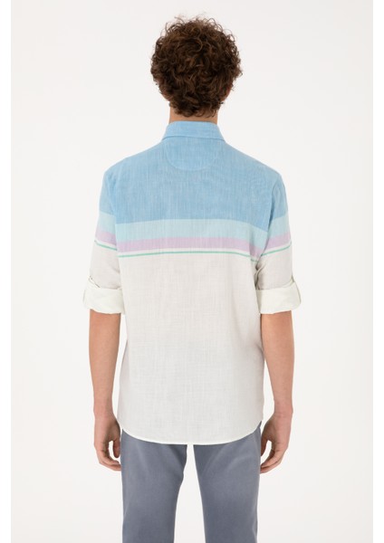 Erkek Mavi Gömlek Desenli 50306336-VR036 indirimleri