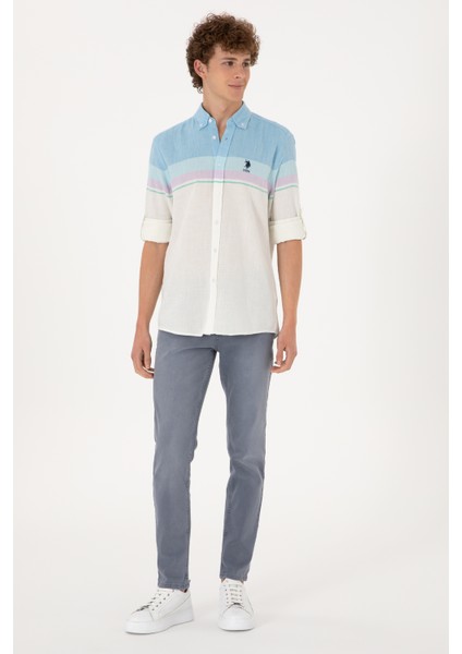 Erkek Mavi Gömlek Desenli 50306336-VR036 fırsatları