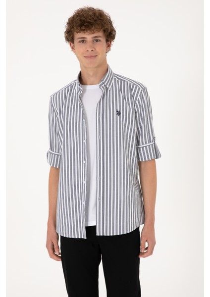 Erkek Lacivert Gömlek Desenli 50306327-VR033