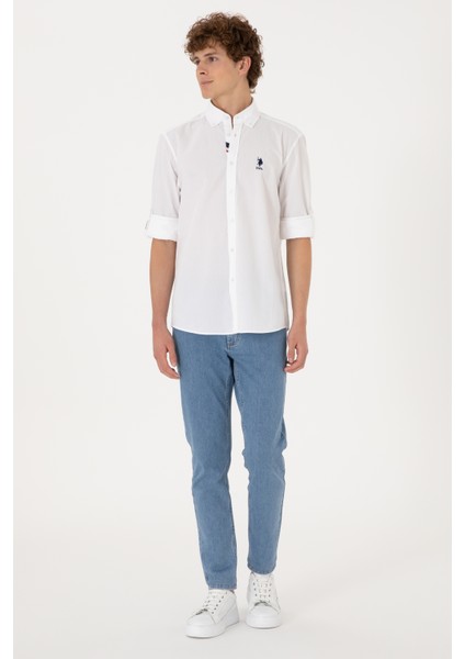 Erkek Beyaz Gömlek Desenli 50306321-VR013 fırsatları