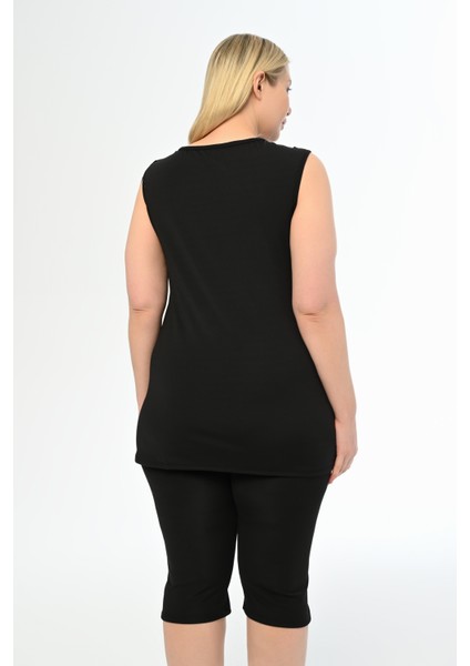 Aquaviva Kadın Siyah Büyük Beden Önü Volanlı Taytlı Tankinii fırsatları