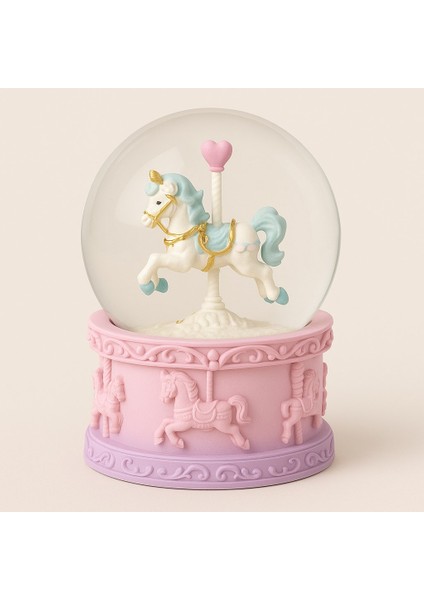 Mor Unicorn Tasarımlı Kar Küresi Işıklı Orta Boy 9 cm fiyatları