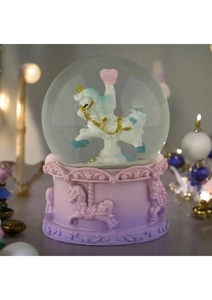 Mor Unicorn Tasarımlı Kar Küresi Işıklı Orta Boy 9 cm modelleri