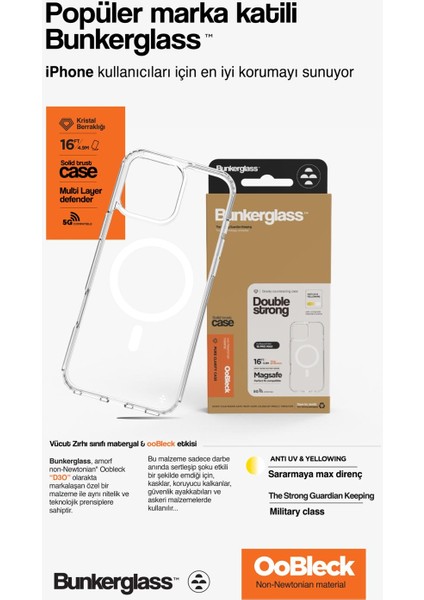 Bunkerglass 16 Magsafe Uyumlu Şeffaf Kılıf