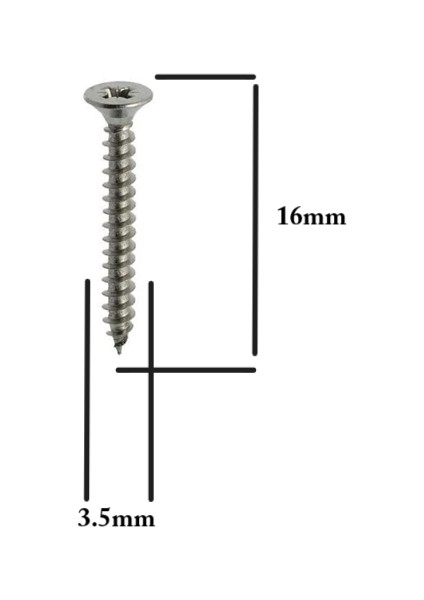 Sunta Vidası 3.5X16MM Ahşap Vida Raf Vidası Ahşap Tahta Mobilya Vidası Kısa Vida 100 Adet