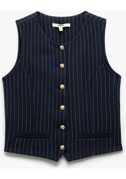 Yeni Sezon Slim Fit Kolsuz Düğmeli Bisiklet Yaka Yelek