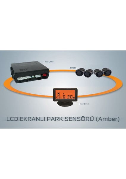 Unıque ® Lcd Ekranlı Park Sensör 19Mm Mat Siyah Sensör
