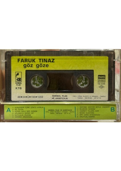 Kaset Faruk Tınaz - Göz Göze Kaset fiyatları
