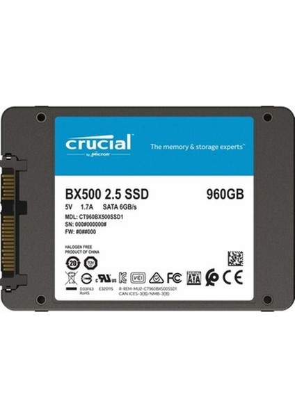 BX500 960GB 540MB-500MB 3D Nand Sata 3 SSD