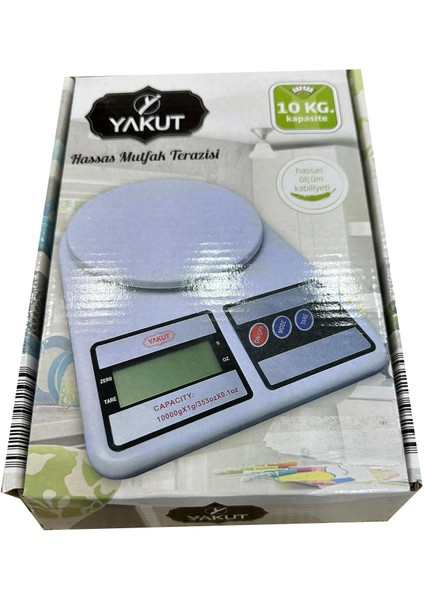 Hassas Dijital LCD Ekranlı Mutfak Terazisi Tartısı - 10 Kg. Kapasiteli - 1 Adet