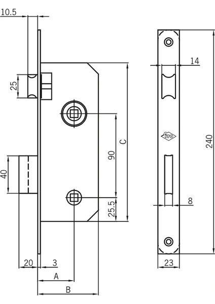 Ito 760/RK40 Çelik Banyo-Wc Kapı Kilitleri Rulmanlı 40 mm