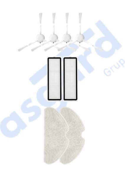Dreame F9 Pro Uyumlu 4 Yan Fırça 2 Filtre 2 Mop