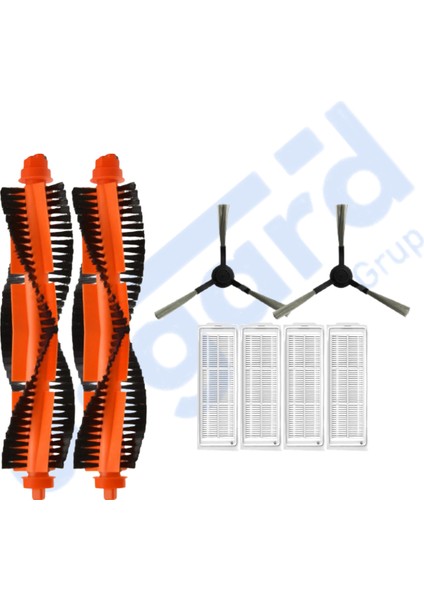 Viomi Mop Pro, 3c ,3c Plus Uyumlu 2 Ana Fırça 2 Yan Fırça 4 Filtre