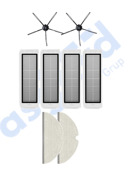 Roborock S50 – S55 –s5 Max – S6 – S6 Maxv Uyumlu 2 Yan Fırça 4 Filtre 2 Mop