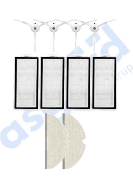Roborock Q8 Max , Q8 Max+ Uyumlu 4 Yan Fırça 4 Filtre 2 Mop