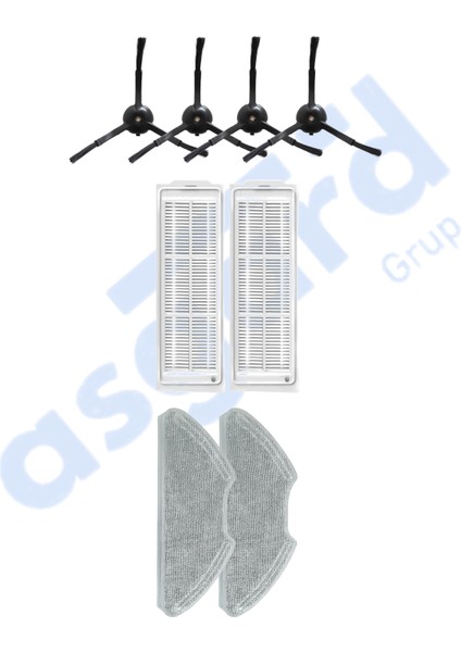 Xiaomi Mop 2 Pro (MJST1SHW) -Mop 2 Lite Uyumlu 4 Yan Fırça 2 Filtre 2 Mop