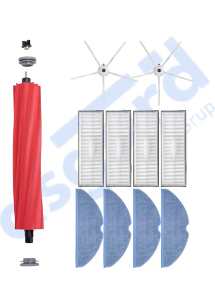 Roborock S7 ( Plus- Maxv-Maxv Ultra- Pro Ultra ) Uyumlu 1 Ana Fırça 2 Yan Fırça 4 Filtre 4 Mop