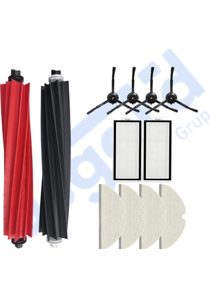 Roborock Q5, Q5+, Q5 Pro,q5 Pro+ Uyumlu 1 Ana Fırça 4 Yan Fırça 2 Filtre 4 Mop