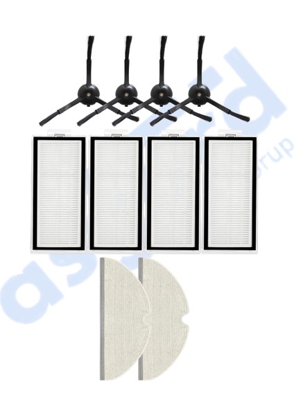 Roborock Q8 Max , Q8 Max+ Uyumlu 4 Yan Fırça 4 Filtre 2 Mop