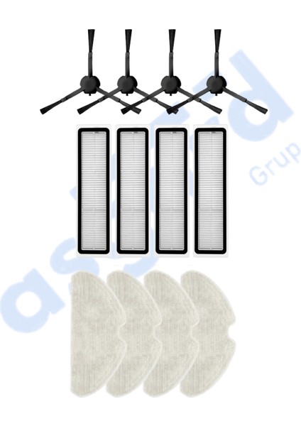 Dreame D10S, D10S Pro, D9 Max Gen2 Uyumlu 4 Yan Fırça 4 Filtre 4 Mop