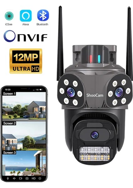 3 Kameralı Fhd Polis Çakarlı Yapay Zekalı Insan Algılamalı Wifi Dış Mekan Güvenlik Kamerası fiyatları