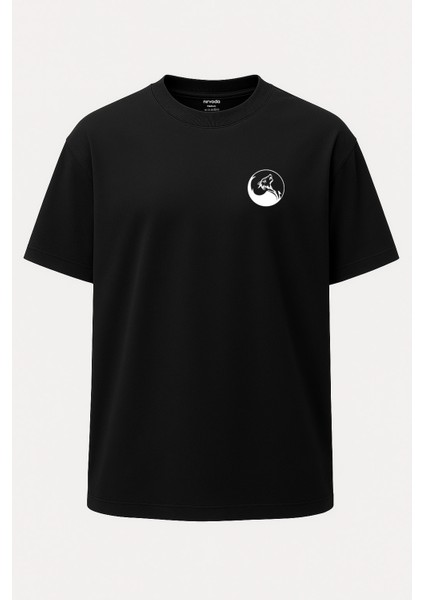 Oversize Yin Yang Kurt Baskılı Tişört