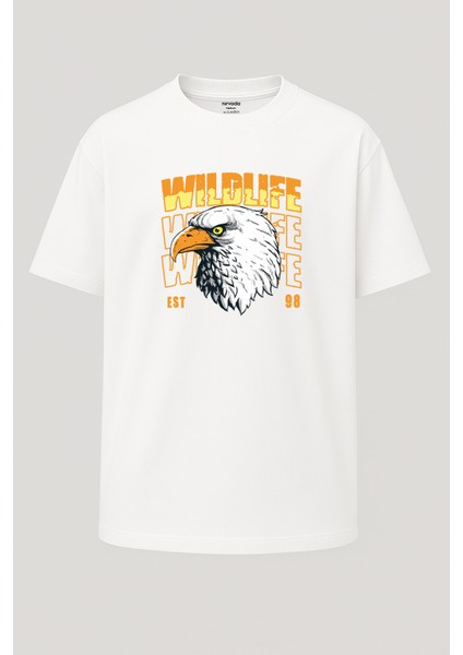 Oversize Wildlife Yırtıcı Kartal Baskılı Tişört