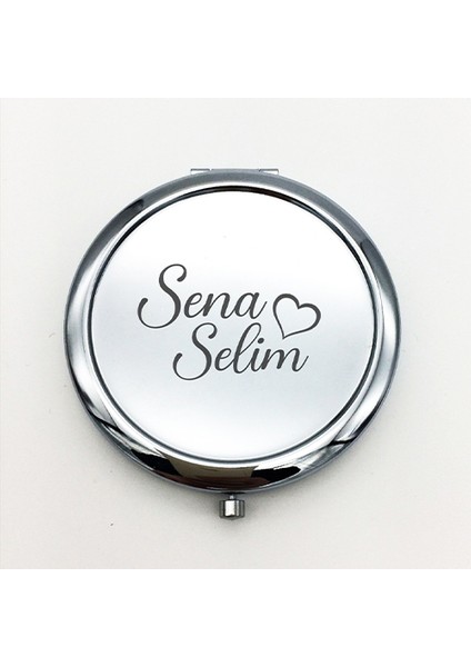 Kişiye Özel Çift İsim Baskılı Daire Metal Ayna Çanta, Cep ve Makyaj Aynası fırsatları