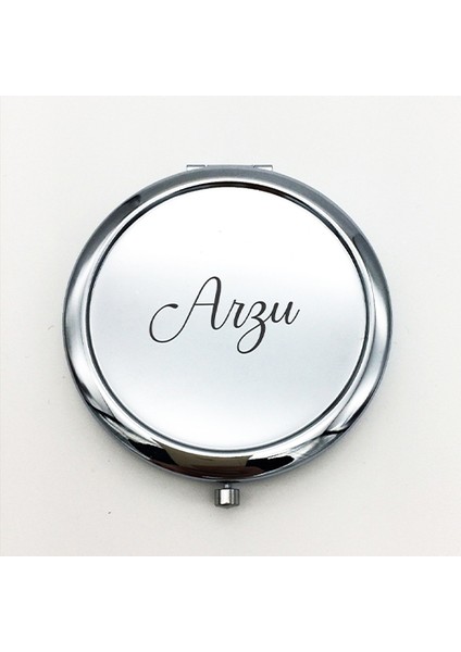 Kişiye Özel İsim Baskılı Daire Metal Ayna Çanta, Cep ve Makyaj Aynası modelleri