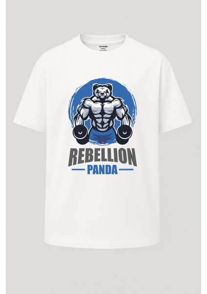 Oversize Kaslı Panda Fitness Gym Unisex Baskılı Tişört