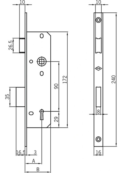 Ito Pvc Oda Kapı Kilitleri 132/35 Silindir Tip