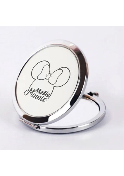 Kişiye Özel İsimli Minnie Mouse Baskılı Daire Metal Ayna Çanta, Cep ve Makyaj Aynası fiyatları