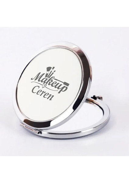 Kişiye Özel İsimli Makeup Baskılı Daire Metal Ayna Çanta, Cep ve Makyaj Aynası fiyatları