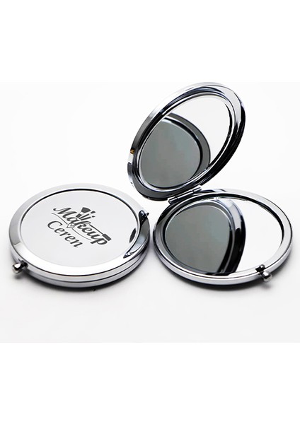 Kişiye Özel İsimli Makeup Baskılı Daire Metal Ayna Çanta, Cep ve Makyaj Aynası fırsatları