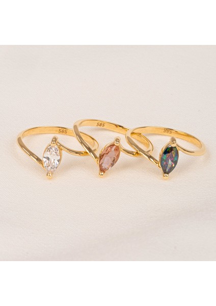 Gümüş Yüzük - Gümüş Yüzük - 0.60 Karat Mekik Mistik Topaz Taşlı Es 925 Ayar Gümüş Evlilik Teklifi Yüzüğü