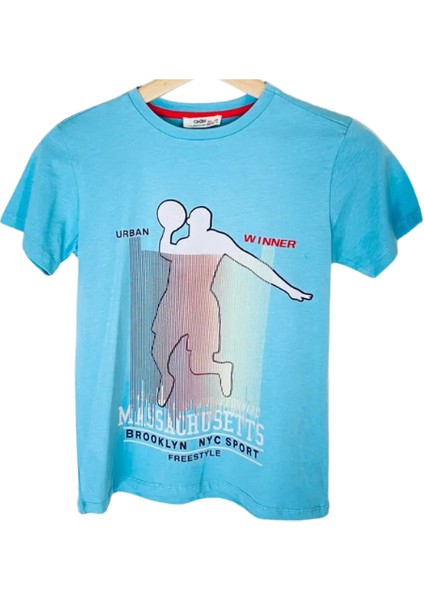 Erkek Çocuk Dijital Baskılı Mint T-Shirt %100 Pamuk 10-11 Yaş Mint indirimleri