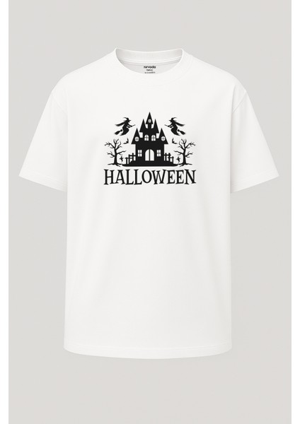 Oversize Halloween Cadılar Bayramı Şato Baskılı Tişört