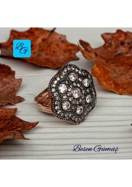 Elmas Montürlü Büyük Papatya Model Yüzük - 17