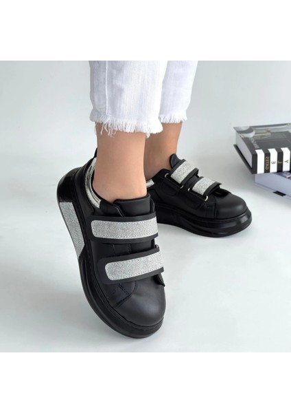 Nino Siyah Cilt Simli Cırt Cırtlı Spor Ayakkabı fırsatları