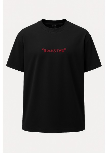 Oversize Rockstar Gitarist Kedi Baskılı Unisex Tişört fiyatları