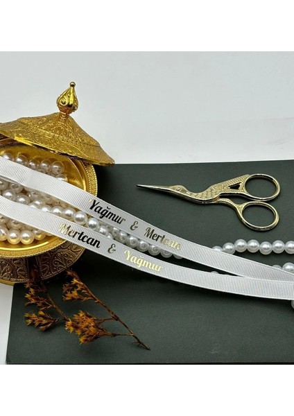Incili Isimli Grogren Yüzük Kurdelesi Söz Kurdelesi ve Nişan Kurdelesi Damat Kahvesi Peçetehediyeli